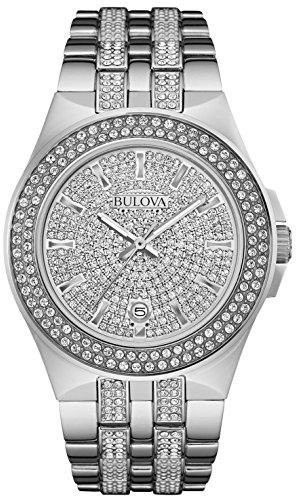 Bulova Men's Crystals Stainless Steel 3-Hand Quartz Watch Style: 96B235