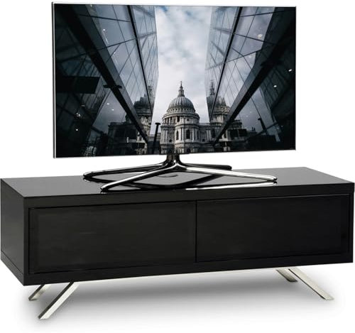 MDA Designs TUCANA 1200 HYBRID BLACK Beam Thru Remote-Friendly up to 60 Flat Screen TV Cabinet Stand