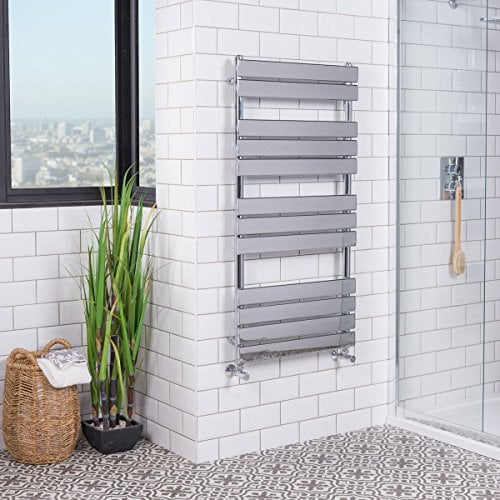 Warmehaus Designer Bathroom Flat Panel Heated Towel Rail Radiator Ladder Rad 1200 x 600 mm - Chrome