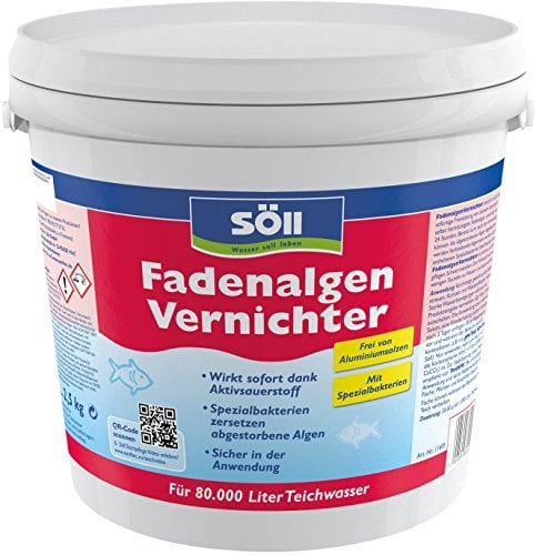 Söll 80589 FadenalgenVernichter mit Aktivsauerstoff 2,5 kg - Fadenalgenentferner mit Sofortwirkung, Spezialbakterien zersetzen abgestorbene Algen in Teichen