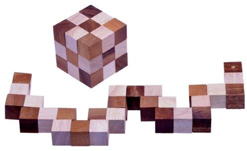 Schlangenwürfel 3x3 Gr. M - 6x6x6 cm - Snake Cube - Würfel Schlange - 3D Puzzle - Denkspiel - Knobelspiel - Geduldspiel - Logikspiel aus edlem Holz