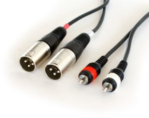 PRO - 1.5m Twin XLR Male to 2x RCA/PHONO Male Cable - Double/Dual Audio Plug Lead - Loops