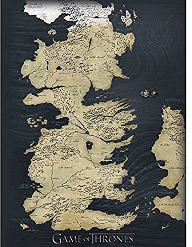 Artze Wall Art Game Of Thrones Map Canvas Print, Multi-Colour, 60 x 80 cm for Living Room