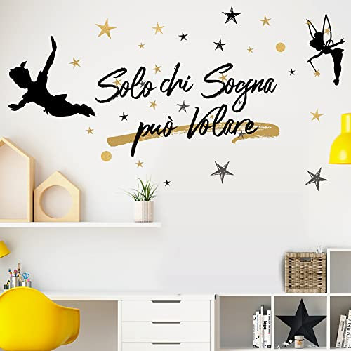 Adesivo Murale Wall Stickers Frase Citazione Adesivi Murali Decorazione interni Frase Solo chi sogna può volare Wall Sticker Adesivo da Muro 100 x 56 CM - Stickerdesign