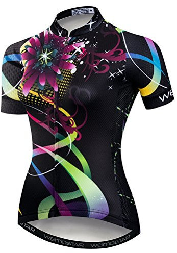 Radfahren Jersey Frauen Mountainbike Jersey Shirts Kurzarm Rennrad Kleidung aus Tür Sport MTB Kleidung Sommer tragen Lila Schwarz Größe L