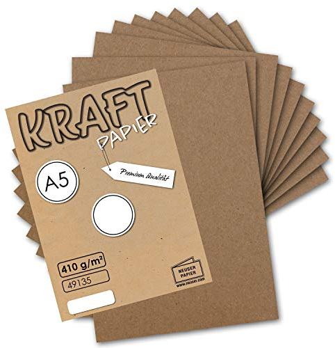 50x Vintage Kraftpapier DIN A5 410 g/m² natur-braunes Recycling-Papier Bastel-Karton Künstler-Karton Künstler-Pappe - UmWelt by GUSTAV NEUSER