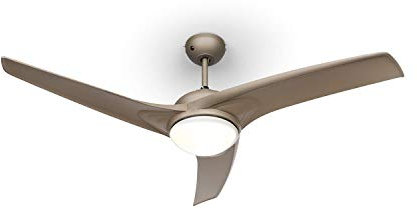 KLARSTEIN Figo Ceiling Fan - 2-in-1: Ceiling Fan & Ceiling Lamp, Diameter: 52 (132 cm), 3 Blades, Air Flow: 10,039 m³ / h, Ceiling Lamp, 2 Directions of Rotation, 3 Speed Levels - Titanium