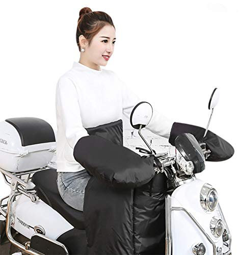 IBLUELOVER Gants de Moto Gants de Poignée Hiver épais Manchon Couvercle pour Motocyclette Vélo Cyclisme Scooter Gants Imperméable Chauffant Guidon de Protection Gants Chauds Moto Coupe-Vent,Noir,TU