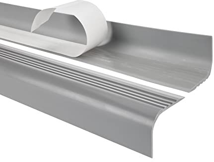 Quest Treppenkantenprofil Selbstklebend PVC Kunststoff Treppen-Kantenschutz 52x40mm gerundet, grau, 150cm