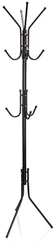 hjh OFFICE 803007 Garderobenständer Space IV Metall Schwarz moderner Kleiderständer 180 cm hoch, 11 Haken