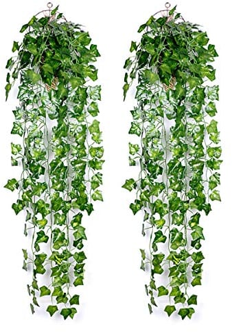 Ousuga Artificial Ivy Garland,2PCS Ivy Garland Fake Vine Greenery Leaves Fake Plants Hanging Vine Plant for Home Kitchen Garden Office Wedding Wall Decoration Indoor Outdoor