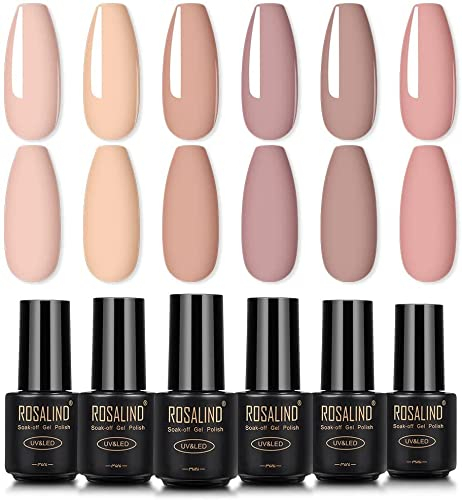 ROSALIND UV Nagellack Gel 7ml Nude farben Set,Gel Nail Polish für Nagel Design 6pcs Schellack Nagellack Starter set