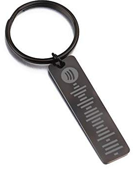 Porte-clé avec code Spotify, en acier inoxydable, gravure laser, pour femme - Personnalisable - Noir