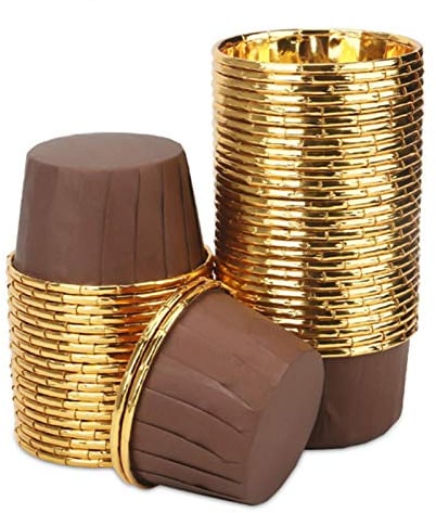 Papier Muffinförmchen, 100 Stück Cupcake Förmchen, Einweg Aluminiumfolie Papierbackförmchen Cupcake Liners für Muffin Kuchen Pudding Dessert Weihnachten Party Hochzeiten Geburtstag Dekor (Braun)
