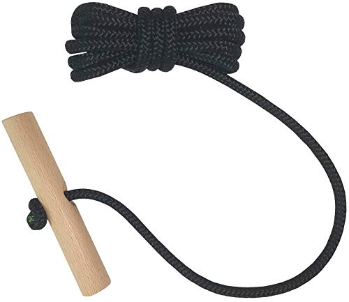 Premium Plus Line 1.50/2.00m Schlittenseil Zugseil mit Holzgriff, Schlittenleine für Schlitten Bobs Rodel, sehr Haltbares Seil, viele Farben Lieferbar (Schwarz, 200)