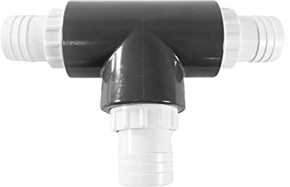 well2wellness PVC-U T-Stück grau mit 3 x Innengewinde 1 1/2 + 3 x bewegliche Schlauchtüllen 38mm für Poolschlauch und Solarschlauch
