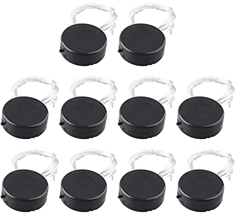 HALJIA 10PCS 2 x CR2032 General Coin Button Cell Battery Holder Socket with Cover, Battery Adapter Clip Socket Holder Container Box Case Black with On/Off Switch and Wire Leads