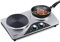 Plaque de cuisson double en fonte CUSIMAX 1000W + 1500W, 2 plaques de cuisson électriques pour jardin, mobile, cuisine à domicile ou camping, acier inoxydable argenté à température réglable