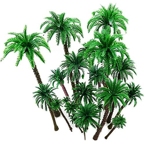 Wenrou 24 Pcs ModèLe Cocotier ModèLe, Mini en Plastique Palmier, ModèLe De Miniature Paysage, ModèLe Cocotier Palmier, Mini Cocotiers ModèLes, Arbres D'Architecture pour DIY De Paysage Landscape