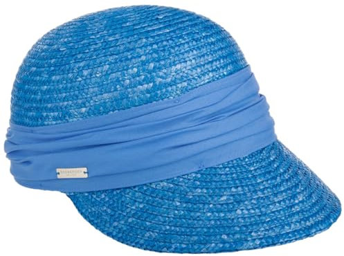 Seeberger Damen Strohkappe Damencap Blau Jeans