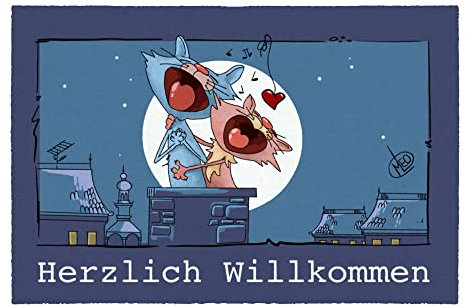 Fußmatte LEIPZIG 'Herzlich Willkommen', 50 x 75 cm in lila, Größe:50 x 75 cm