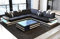Ecksofa Ragusa Ledersofa L Form Sofa - mit LED Beleuchtung, verstellbare Kopfstützen/Lederfarben wählbar (Schwarz-Weiß)