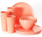 Youngever 18er Set Geschirr aus Kunststoff, Platten (25CM), Schalen (1000ML), Becher (600ML), Dienst für 6 (Peach)