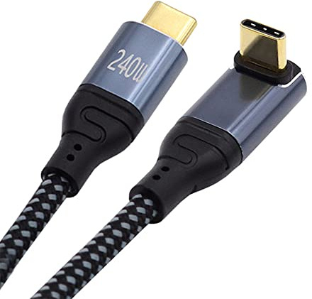 NFHK USB-C-Kabel, 240 W, 480 Mbps, 48 V, 5 A, 90 Grad abgewinkelt, kompatibel mit USB 2.0, 100 W, für Handy, Tablet, Handy, 100 cm