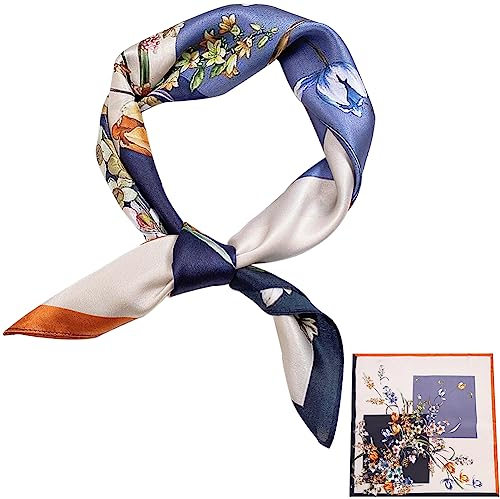 ZhaoCo 100% Natürliche Maulbeerseide Schal, 66x66cm / 26x26 Zoll Seidentuch Grafikdruck Klein Weich Quadratisch Seidenschal für Damen - 066