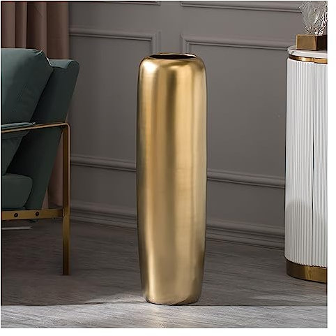 CHEKZ Große Bodenvase, 95cm hohe Standvase, Anspruchsvoll Porzellan Bodenvase, Gold Keramik Blumenvasen für Büro, Heim, Wohnzimmer, Eingang, Küche, Deko Zweige und Blumen (Size : 20x60cm)
