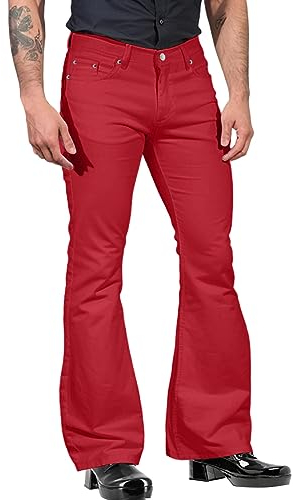 Herren Schlaghose 70er Jahre Karneval Disco Outfits Ausgestellte Hose 70er Jahre Herrenhose Karneval Mottoparty 70er Hippie Kostüme Bootcut Bell Bottom Hose 60er Jahre Bekleidung