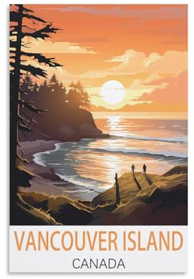 KmoNo Vancouver Island Kanada Vintage Reiseposter 20 x 30 cm Poster Dekor Malerei Leinwand Wandkunst Wohnzimmer Poster Schlafzimmer