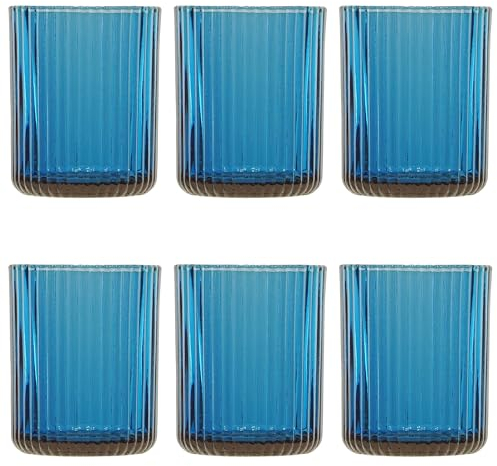 KEDEA 6 Bicchieri Acqua In Vetro Colorati, Bicchiere Colorato Elegante, Lavabili In Lavastoviglie, Bicchieri In Pasta Colore, Multicolore Collezione Charleston Bicchieri Acqua Blu
