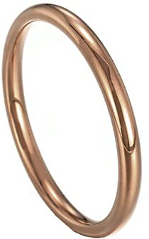 Mesnt Ring Damen, Edelstahl 2MM Runder polierter einfacher Versprechungsring für Damen Braun, Größe 60 (19.1)