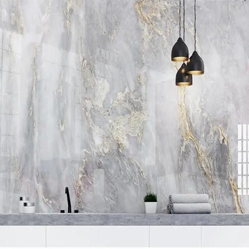 ZZDXW Papier Peint Marbre Blanc Cassé Panoramique Intissé pour Salon Chambre Couloir Tapisserie Murales 350x240cm