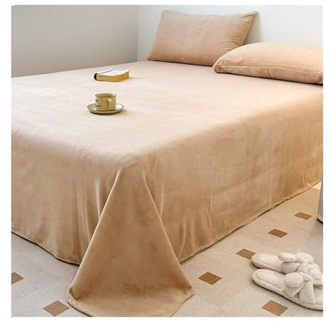 RUZGAR Winter Bettlaken ohne Spanngummi Flausch Thermo Fleece Betttuch ohne Gummi Warm Flanell Fleece Haushaltstuch Tischdecke Leintuch ohne Gummizug (Color : Coffee, Size : 120x230cm-47x90 in)