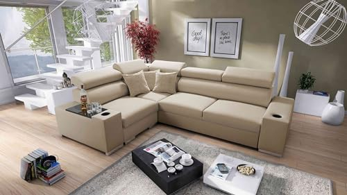 Best For Home | Ecksofa PETE II | Ecksofa mit Bettfunktion und Stauraum | L-förmiges kauchsofa mit Schlaffunktion | Einfache Montage | Bequemes 3-Sitzer-Schlafsofa erhältlich