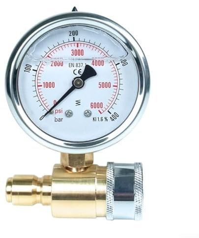 Pressure Washer Gauge, 38 Inch Quick Insertion Pressure Gauge, Accurate Measurement Up To 5000PSI Pressure Washer Accessories