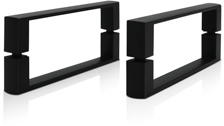 CKB 2 Paar Duschgriffe, doppelseitige Griffe für Glastüren, Lochabstand 145mm, geeignet für 5-8mm Glas, Matt Schwarz