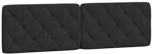 vidaXL Coussin de Tête de Lit, Oreiller de Tête de Lit avec Bandes Auto-agrippantes, Coussin Rembourré Chambre à Coucher, Noir 180 cm Velours