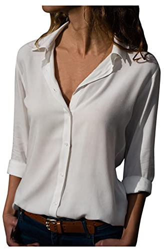 Uwdiohq Top Manica Lunga Fitness Camicia per Womenlong Sleeve VacationLoose Bluse Canottaggio Bluse Eleganti da Cerimonia Blusa Elegante Maniche Corte Donna Top Donna Elegante Corto