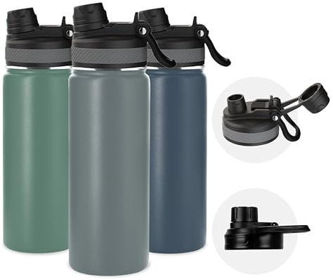 KELP Botella de Agua de Acero Inoxidable, Botella de Agua de 500ml, Botella Térmica de Agua Para Niños y Adultos, Antigoteo, Botella Térmica Para Agua, Botella de Agua de Acero Inoxidable 304 (GRIS)