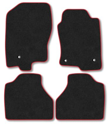 Nissan Navara (2010-2015) Carpet Car Mats | Red Edge Trim Tailored Fit Floor Mats Full Coverage Protection Accessories Easy Clean Anti Slip Made in the UK