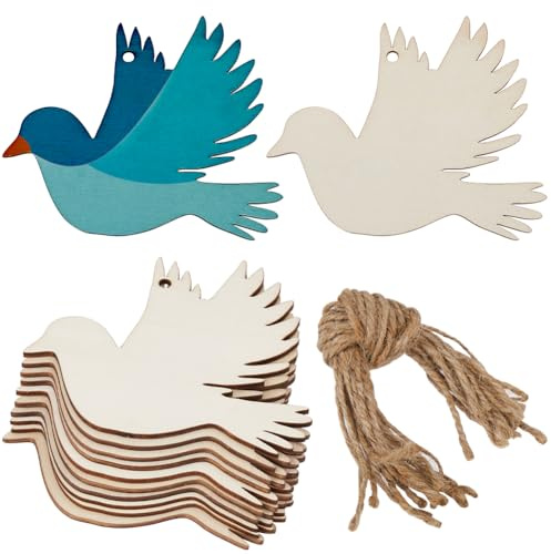 GORGECRAFT 20Stk Kleine Unlackierte Holzvögel Holzausschnitte Ornamente Friedenstaube Hängende Vogeldekorscheiben Schilder Blanko Mit Loch Hanfseil Für Hochzeit Geburtstag Weihnachten Party Dekor