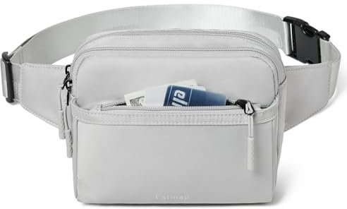 LATMAP 3L Fanny Packs für Frauen Männer Mode Taille Packs Gürteltasche mit 4-Reißverschluss Taschen Crossbody Tasche Easy Carry Geldbörse für Reise Sport, Grau