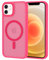 XTCASE Cover Magnetica per iPhone 12/12 Pro [Compatibile con MagSafe], Custodia Traslucida Opaca Posteriore Resistente ai graffi TPU Bumper Antiurto Sottile Protettiva Case, Rosso rosa