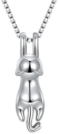 HinDaLi Kette Silber 925 für Damen Mädchen Frauen Halskette Katze Anhänger Halskette Damen Ketten Silber Kette Katze Anhänger Schmuck