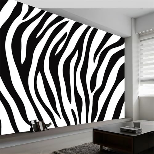 Panoramic Animal Skin Zebra Texture Wallpaper Mural 500 x 280 cm (W x H), Wall Poster Animal Print Photo Wallpaper Mural 3D Effect, Poster Decoration for Bedroom Living Room Corridor