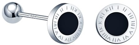 MOOFUN Runde Römische Ziffern Ohrstecker Silber 925 mit Schraubkappe: Damen Ohrringe Hypoallergen Knorpel Piercing Ohrringe - Geburtstag Partei Jahrestag Geschenk für Mutter Ehefrau Freund Schwestern