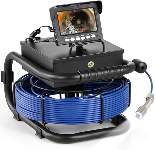 ZELCAN Telecamera Ispezione Tubi con 30 Metri Cavo e 4,3 Pollici Schermo LCD, Videoispezione per Tubazioni Impermeabile IP68, Sonda con Telecamera per Ispezione tubi per Tubi di Scarico Fognatura